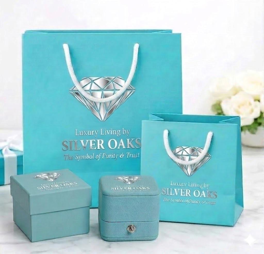 Silver Oaks branded bags and jewellery boxes